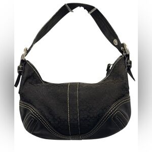 Y2K Coach  Black Women's Hobo Bag Canvas with leather Trim
